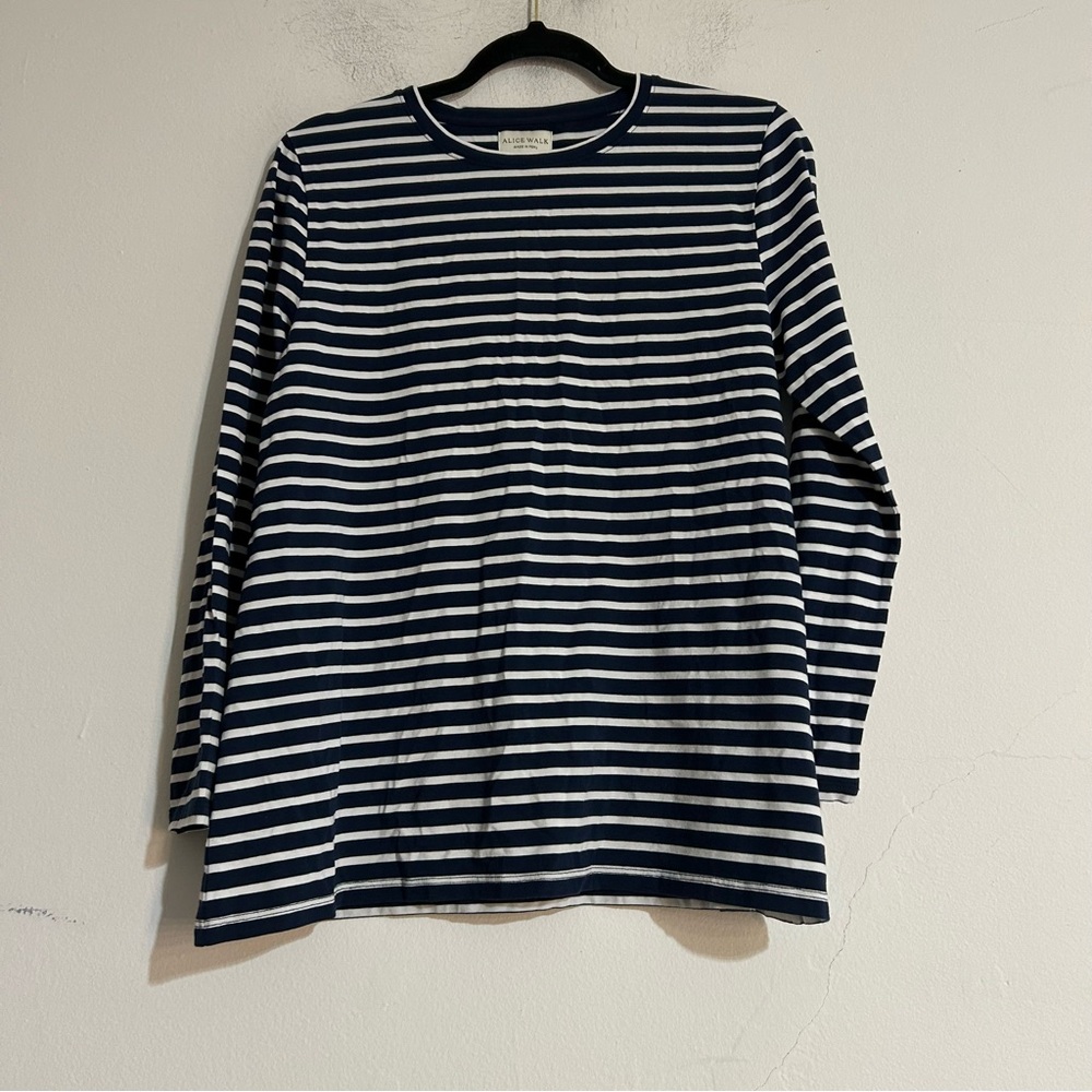Striped Long Sleeve Tee - Navy & White